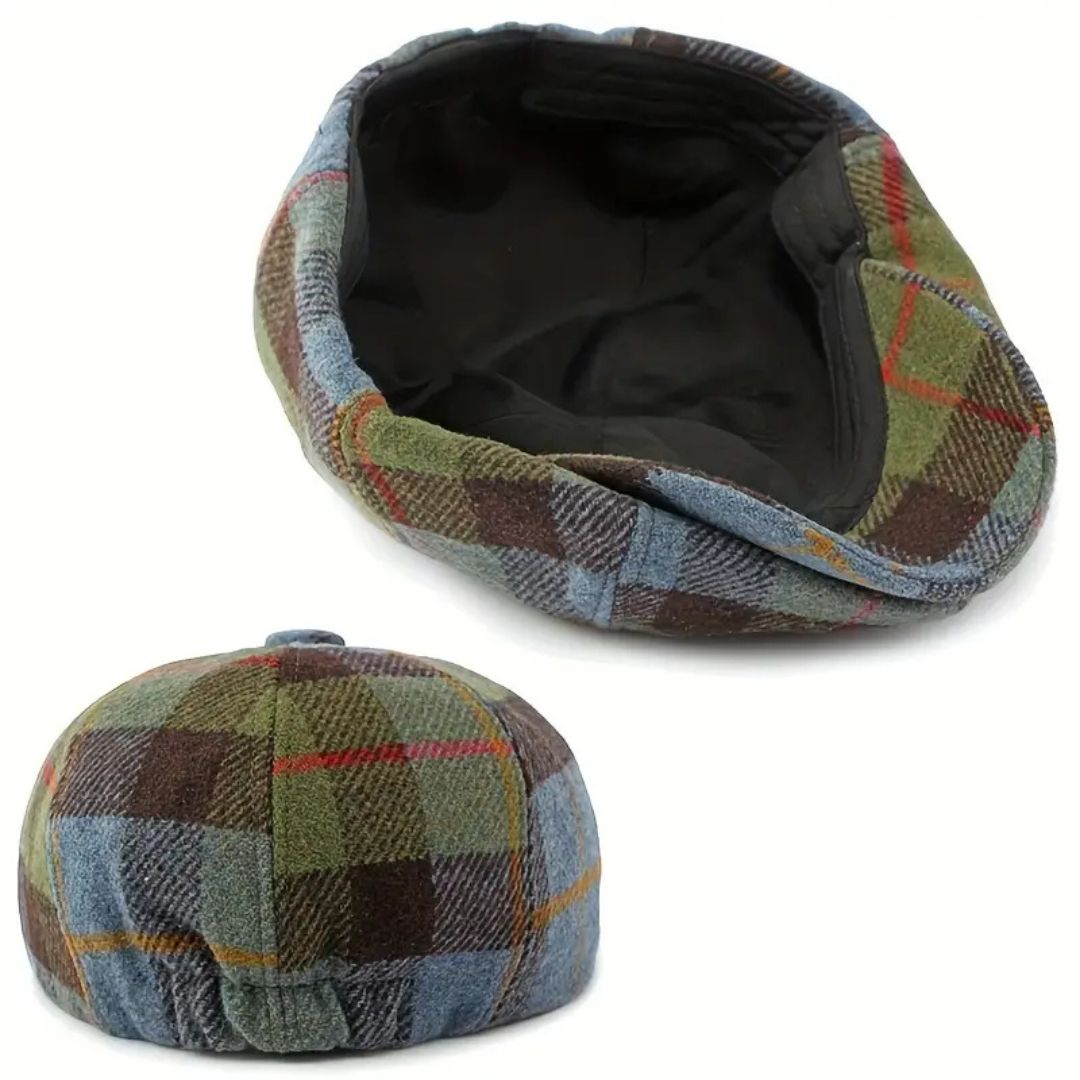 Plaid Wool-Blend Newsboy Cap | TOLEDO