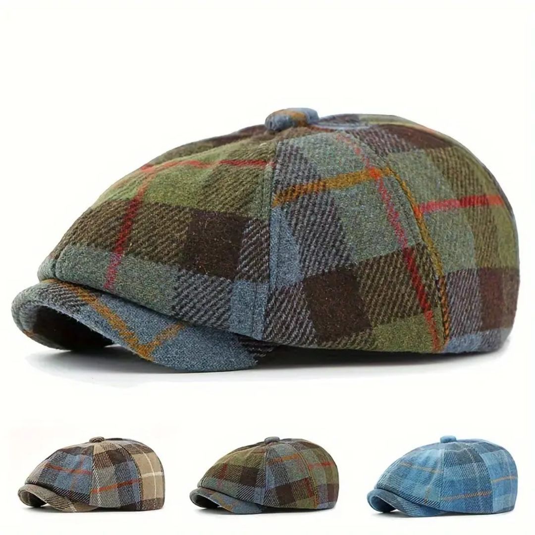 Plaid Wool-Blend Newsboy Cap | TOLEDO