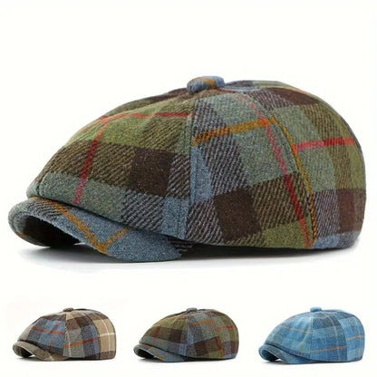 Plaid Wool-Blend Newsboy Cap | TOLEDO
